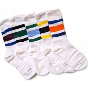 ​🧦 NWT HUGSWEET Retro Striped Crew Socks 5-Pack Unisex Size 5-11 One Size🌈